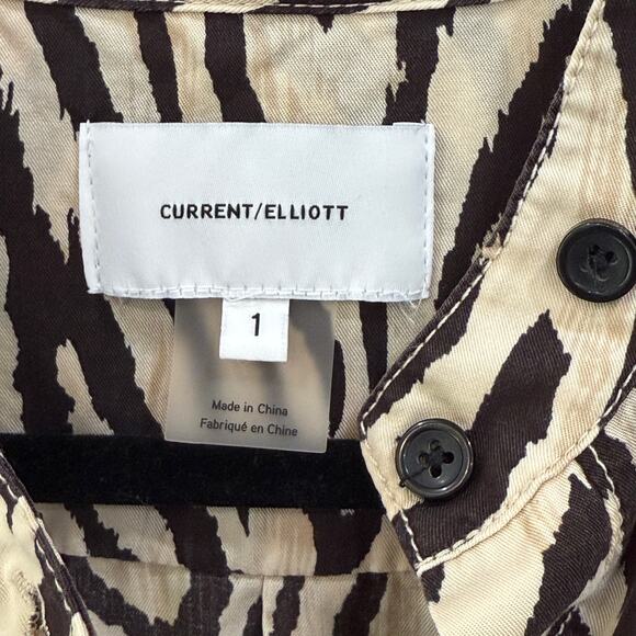 CURRENT/ELLIOTT The B50 Top in Natural Zebra Print Size 1 S/M Tan Brown Blouse - Picture 7 of 11